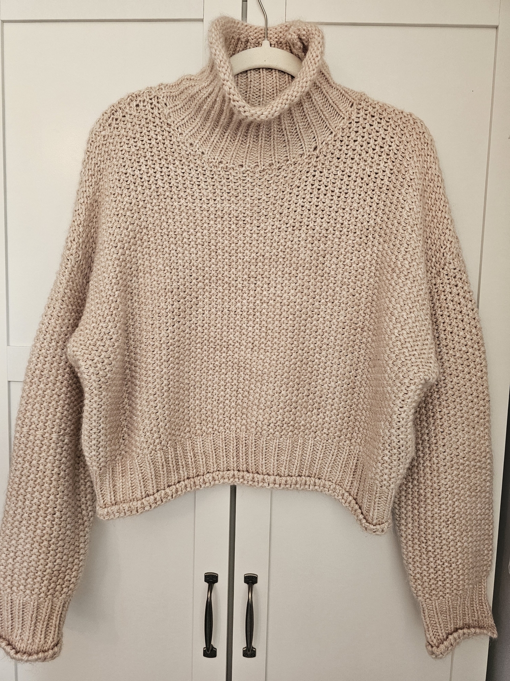 Petal & Pup Chunky Knit Cropped Turtleneck Sweater Beige Size US 4 Preppy Cozy
